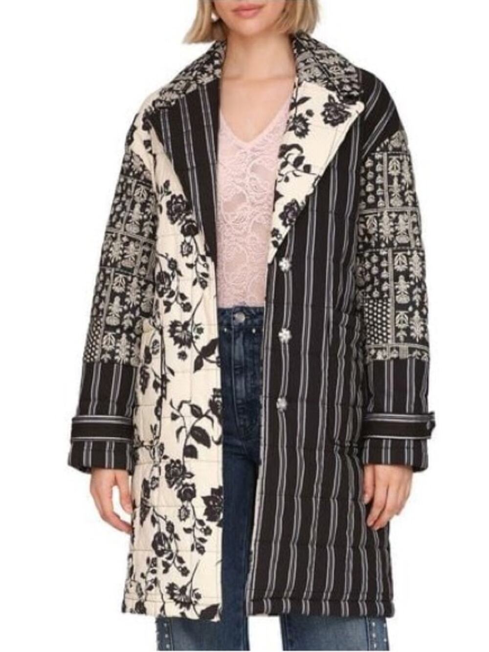 Avec Les Filles Quilted Robe Coat Size M